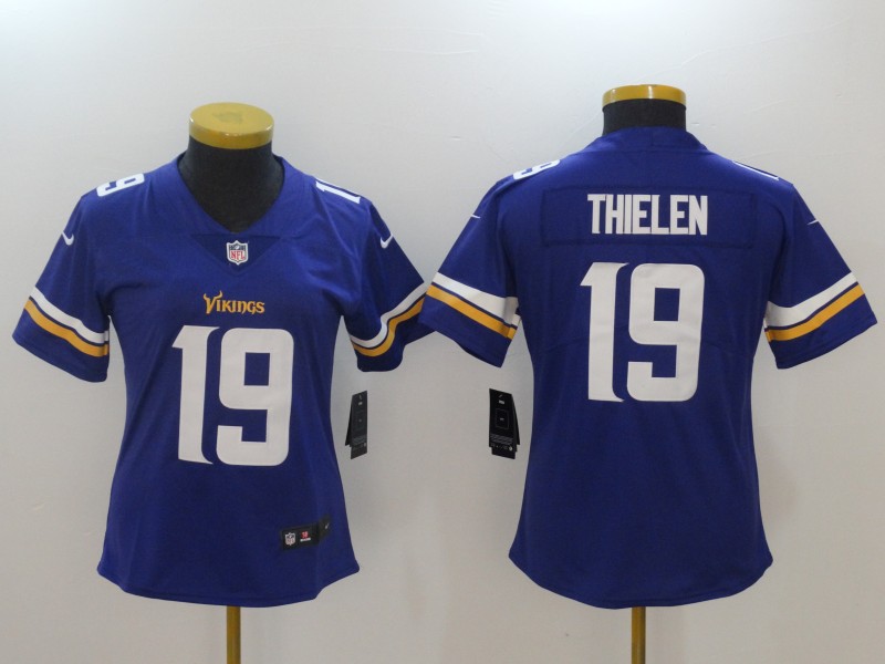 Women Minnesota Vikings #19 Thielen Purple Nike Vapor Untouchable Limited NFL Jerseys->->Women Jersey